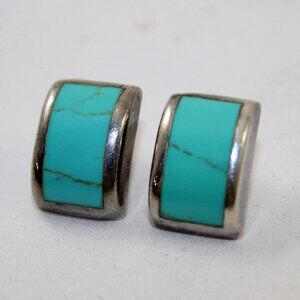 Vintage Mexico 950 Silver & Light Turquoise Pierced Earrings/ western jewelry